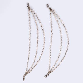 Traditional trendy 3 string long chain gold plated set of 2 pearl ear-chain(kaanchain) for women 4