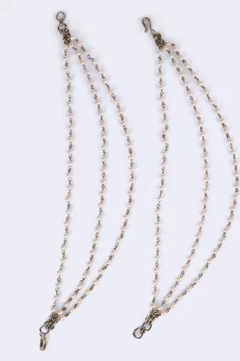 Traditional trendy 3 string long chain gold plated set of 2 pearl ear-chain(kaanchain) for women