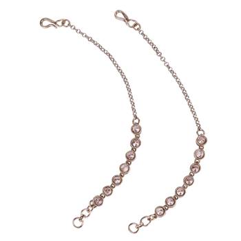 Traditional round shape long chain gold plated set of 2 ear-chain(kaanchain) for women 2