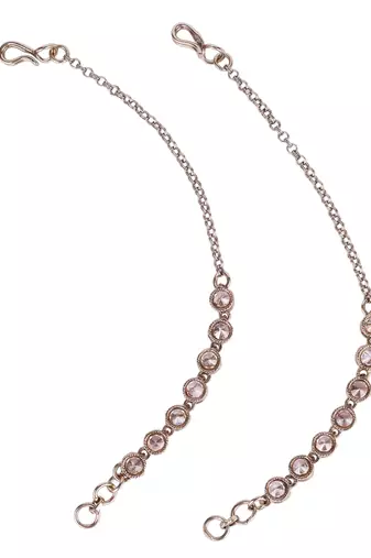 Traditional round shape long chain gold plated set of 2 ear-chain(kaanchain) for women
