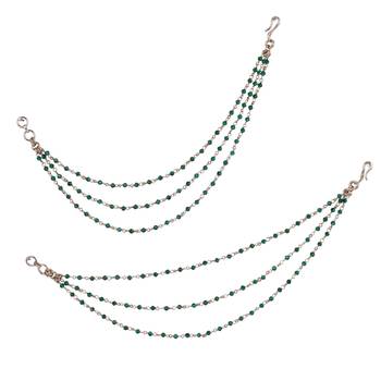 Traditional modish 3 string long chain gold plated set of 2 ear-chain(kaanchain) for women 2