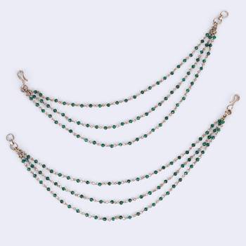 Traditional modish 3 string long chain gold plated set of 2 ear-chain(kaanchain) for women 3