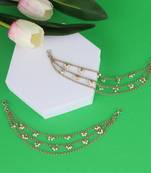 Pleasing 3 string long chain gold plated set of 2 pearl ear-chain(kaanchain) for women