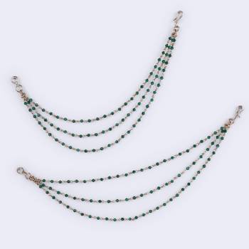 Traditional modish 3 string long chain gold plated set of 2 ear-chain(kaanchain) for women 4