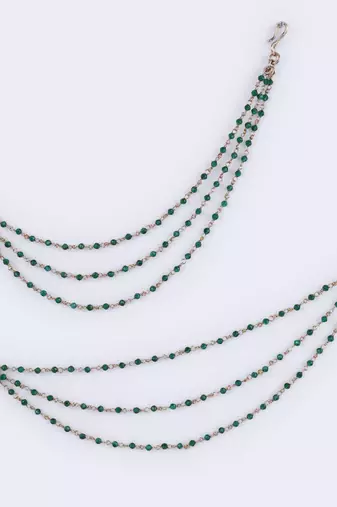 Traditional modish 3 string long chain gold plated set of 2 ear-chain(kaanchain) for women