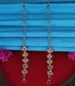 Traditional leaf design long chain gold plated set of 2 ear-chain(kaanchain) for women