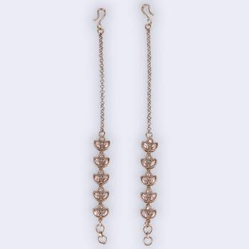 Traditional leaf design long chain gold plated set of 2 ear-chain(kaanchain) for women 3