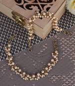 Traditional superb long chain gold plated set of 2 pearl guchha ear-chain(kaanchain) for women