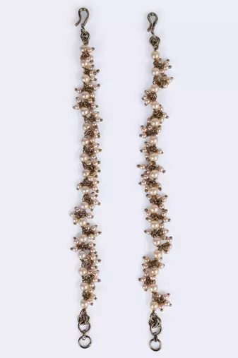 gold plated pearl guchha ear chain set of 2 for women
