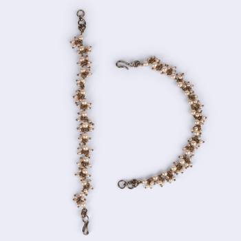 gold plated pearl guchha ear chain set of 2 for women 5