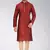 Red dupion art silk mens kurta churidar set