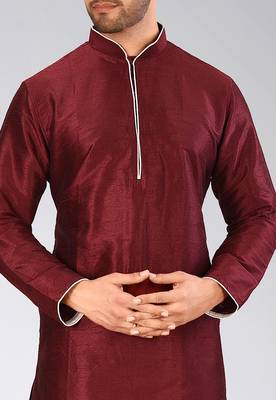 Mahroon dupion art silk mens kurta churidar set 2