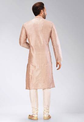 Light brown dupion art silk mens kurta churidar set 3