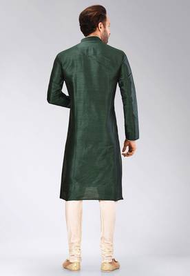 Rama green dupion art silk mens kurta churidar set 3