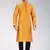 Orange dupion art silk mens kurta churidar set