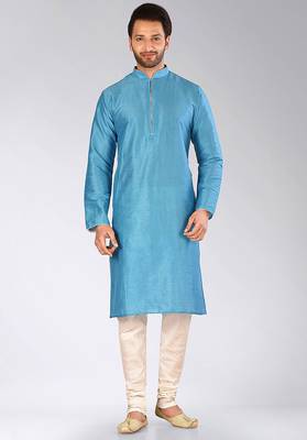 Firoza dupion art silk mens kurta churidar set 1