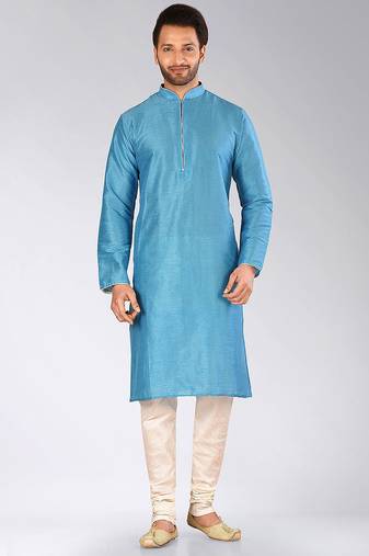 Firoza dupion art silk mens kurta churidar set