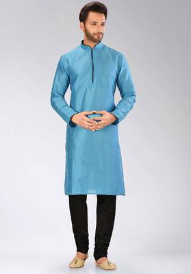 Firoza dupion art silk mens kurta churidar set 1