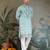 Sky blue viscose silk thead with sequins embroidered work wedding function festival party wear straight kurta