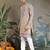 Beige viscose silk thead with sequins embroidered work wedding function festival party wear straight kurta