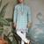 Sky blue viscose silk thead with sequins embroidered work wedding function festival party wear straight kurta