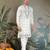 White viscose silk thead with sequins embroidered work wedding function festival party wear straight kurta