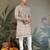 Beige viscose silk thead with sequins embroidered work wedding function festival party wear straight kurta