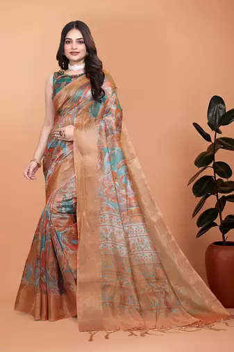Elegant Printed Saree with Zari Border
