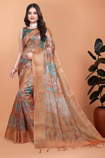 Elegant Printed Saree with Zari Border