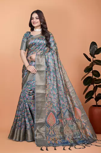 Elegant Printed Saree with Zari Border