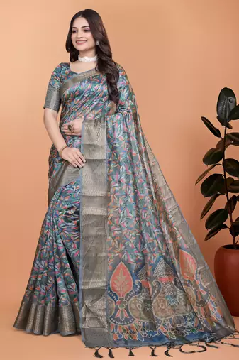 Elegant Printed Saree with Zari Border