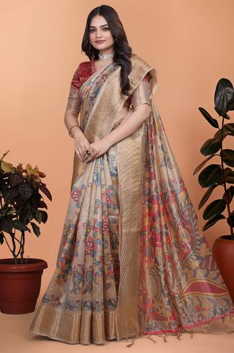 Elegant Printed Saree with Zari Border