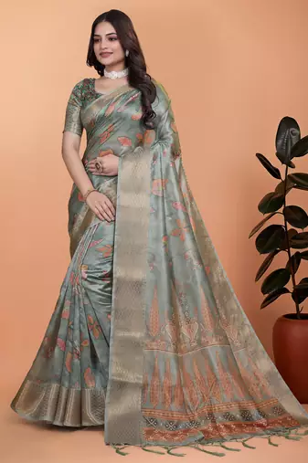 Elegant Printed Saree with Zari Border