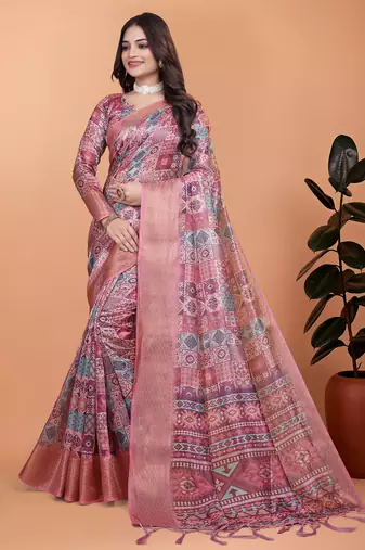 Elegant Printed Saree with Zari Border