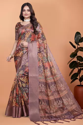 Elegant Printed Saree with Zari Border