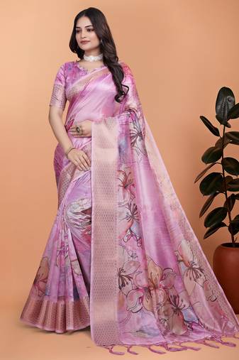 Elegant Printed Saree with Zari Border