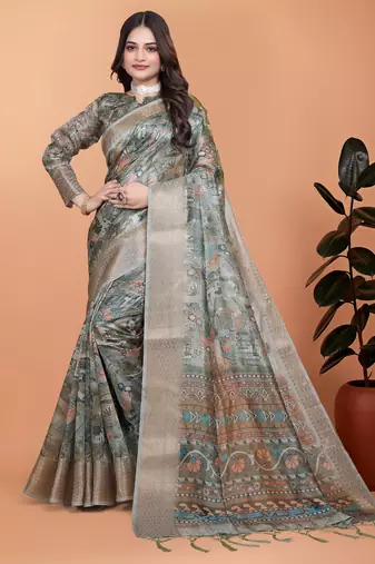 Elegant Printed Saree with Zari Border