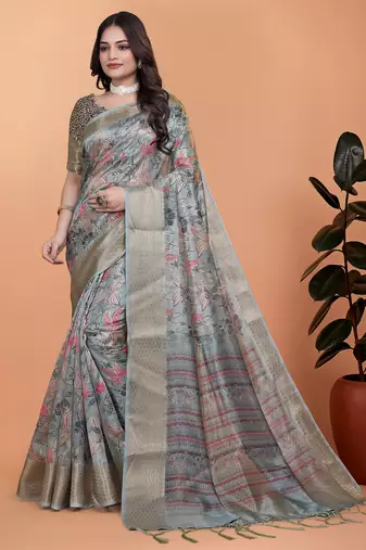Elegant Printed Saree with Zari Border