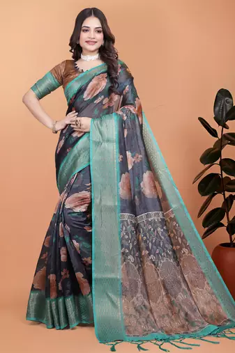 Elegant Printed Saree with Zari Border