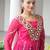 Pink faux georgette leheriya print with kutchi patche work navratri kurti