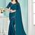 Teal Blue Zarkan Hand Work Chiffon Saree