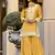 Yellow chinon silk lucknowi work full stitched gharara suits with dupatta