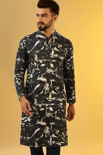 Men black kurta