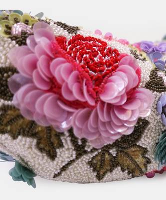 Multi-colored floral embellished clutch bag 2