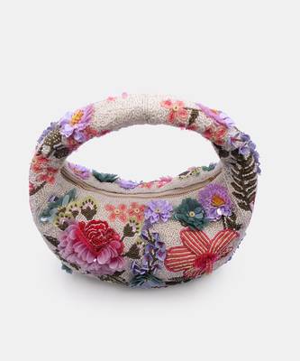 Multi-colored floral embellished clutch bag 3