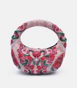 Embroidered multi color floral beads embellished clutch bag