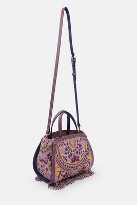 Purple clutch bag embellished with multi-floral beads 3