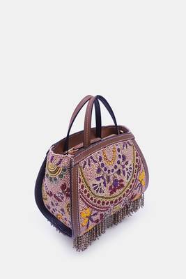 Purple clutch bag embellished with multi-floral beads 4