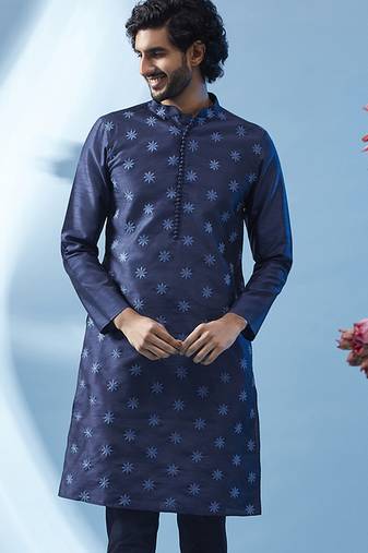 Men navy blue kurta