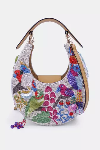 White embellished clutch bag with sling